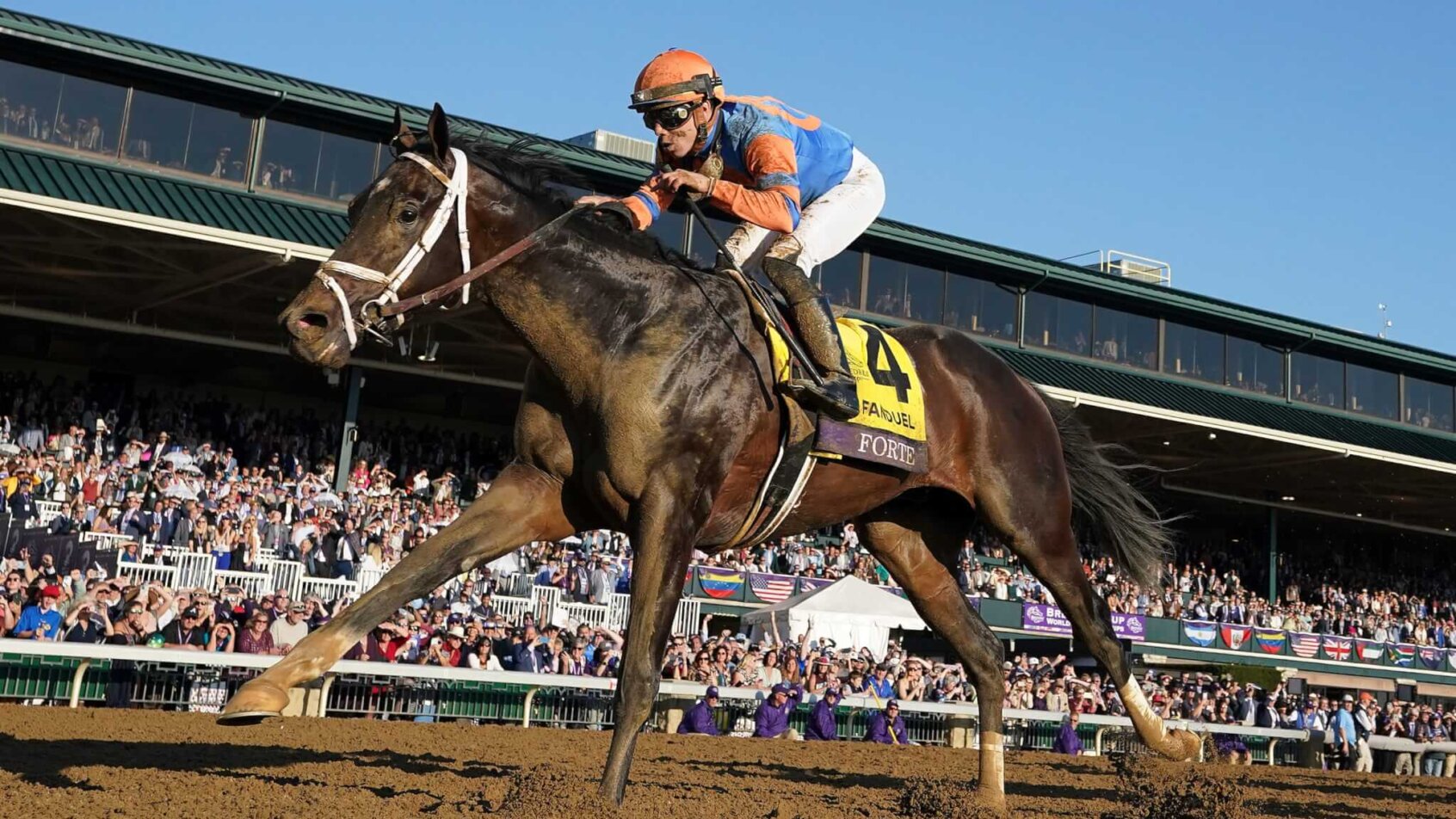 Forte, with Ira Ortiz Jr up, wins the Breeders' Cup Juvenile at Keeneland