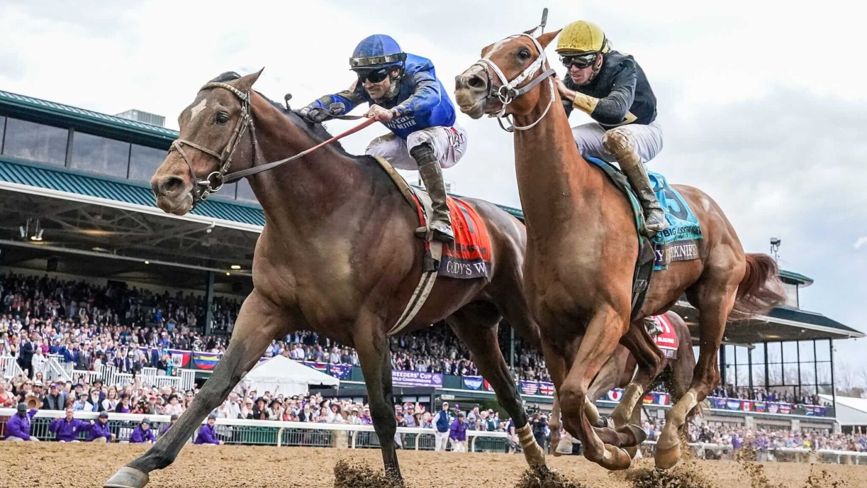 Cody's Wish, outside with Junior Alvarado up, battles Cyberknife