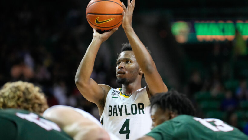Baylor Bears guard LJ Cryer shooting a free throw
