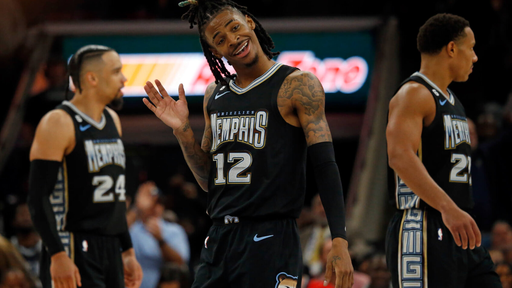 Memphis Grizzlies guard Ja Morant waving