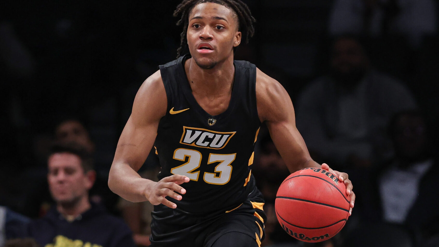 Virginia Commonwealth Rams guard Jayden Nunn brings the ball up the floor