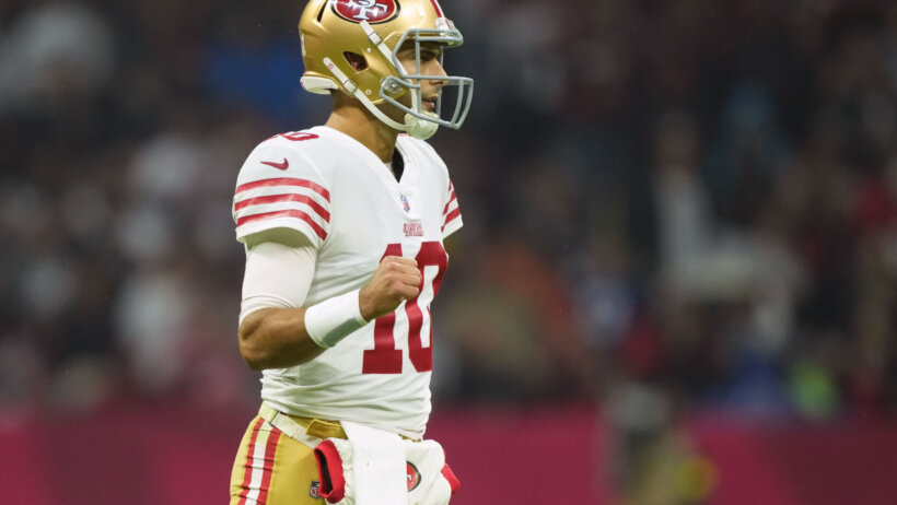 San Francisco 49ers quarterback Jimmy Garoppolo reacts