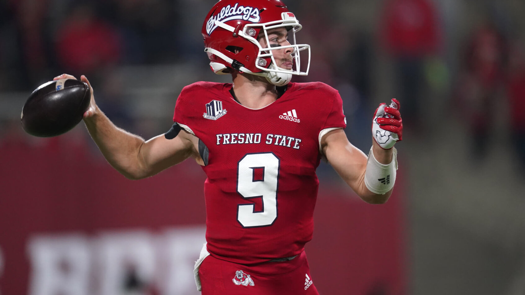Fresno State Bulldogs quarterback Jake Haener throws a pass