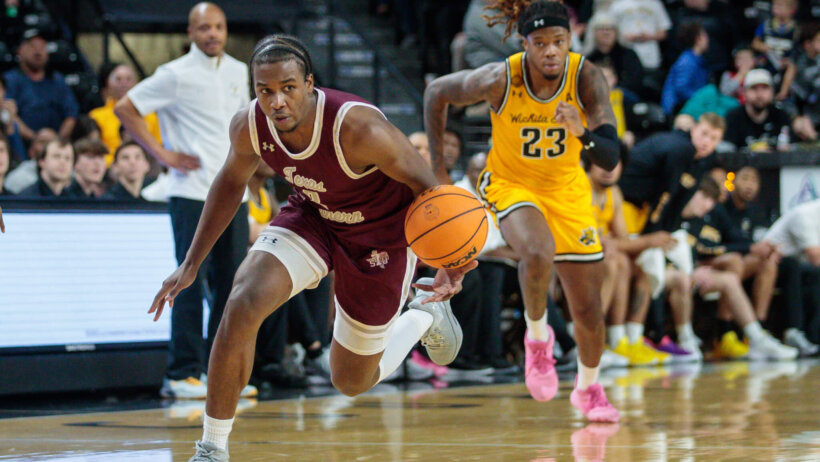 Texas Southern Tigers forward Davon Barnes dribbles up the court