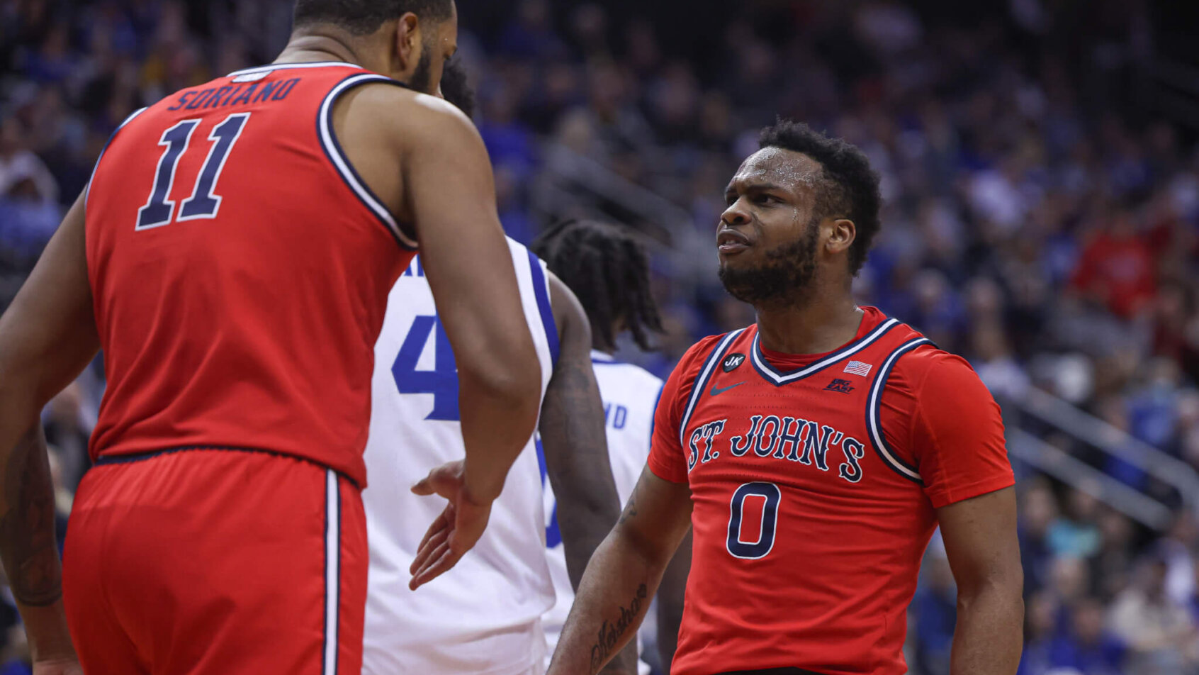 St. John's Red Storm guard Posh Alexander reacts after a basket