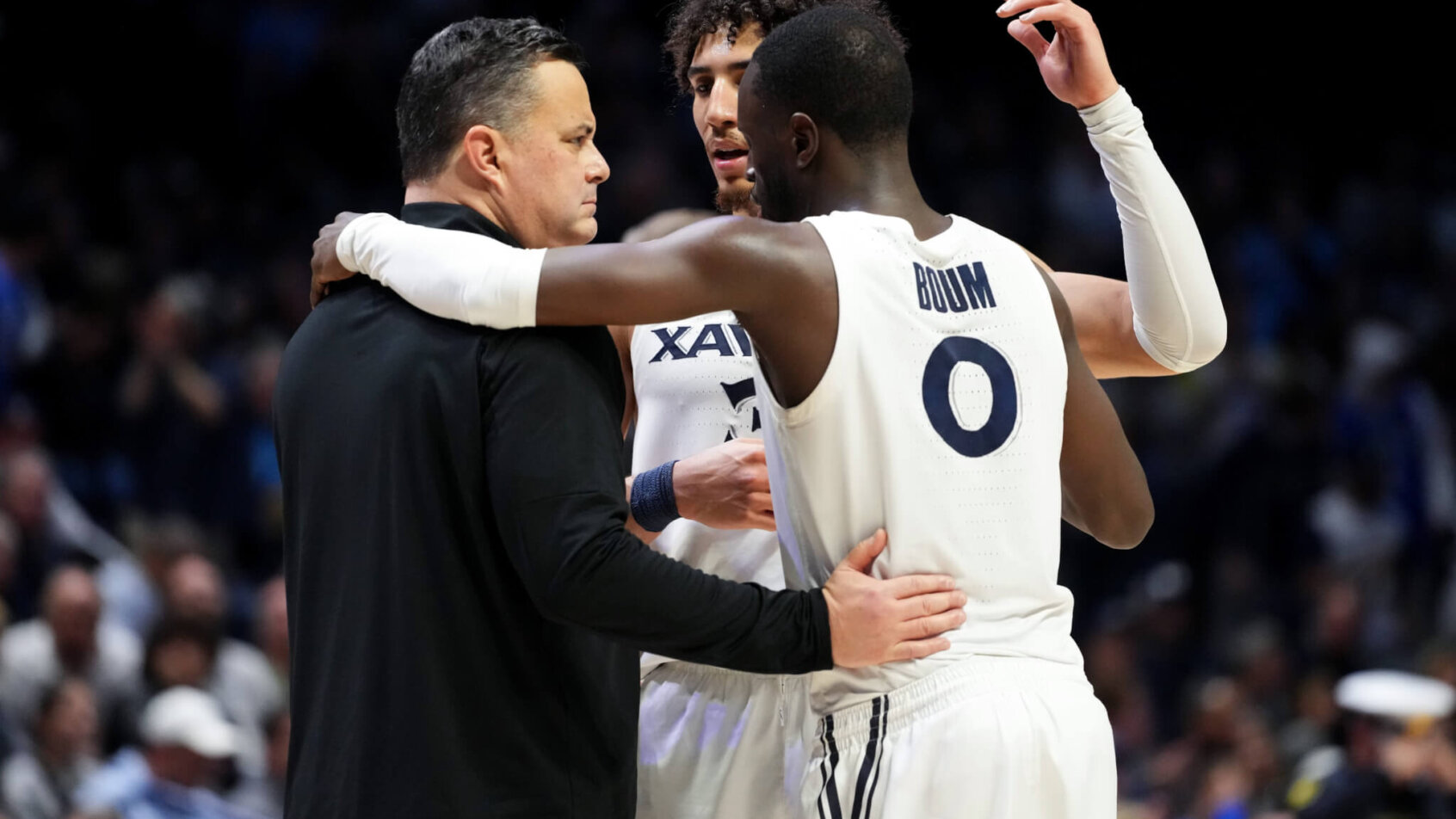 Xavier Musketeers huddle