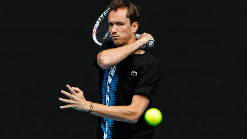 Daniil Medvedev hits a shot