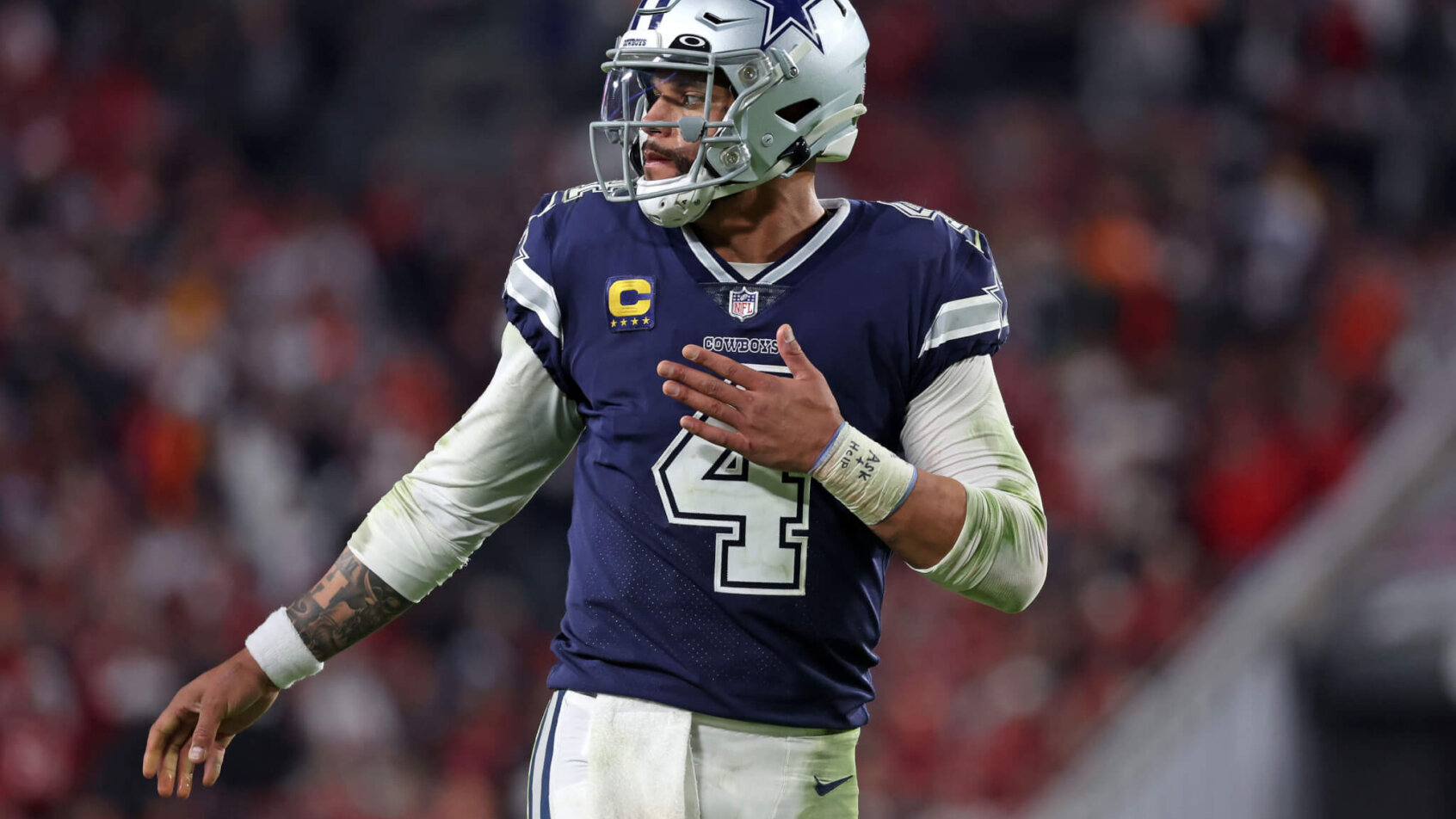 Dak Prescott celebrates; Dallas Cowboys