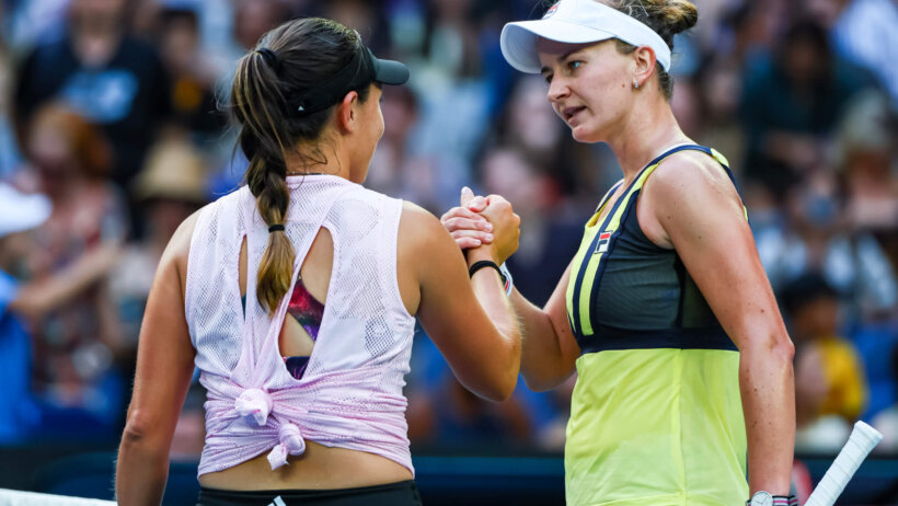 Barbora Krejcikova from the Czech Republic after her fourth round match against Jessica Pegula