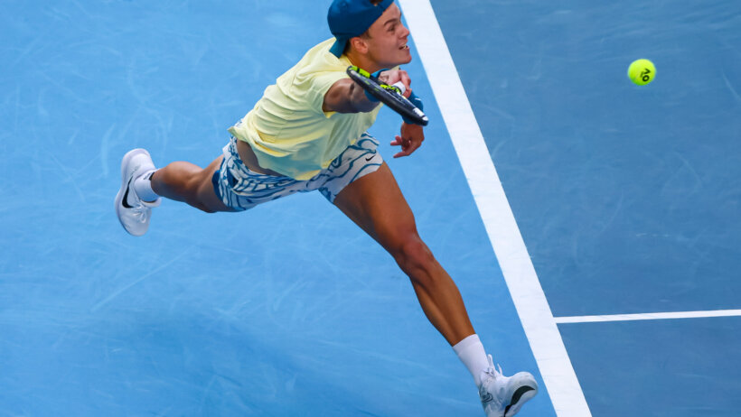 olger Rune from Denmark during his round four match against Andrey Rublev