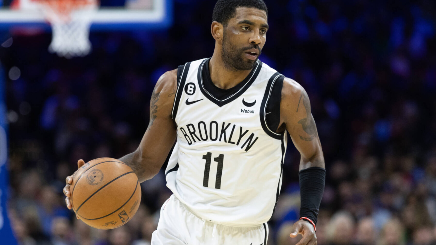 Brooklyn Nets guard Kyrie Irving dribbling