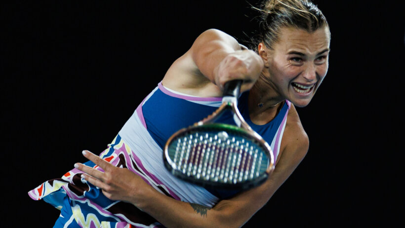 Aryna Sabalenka serves
