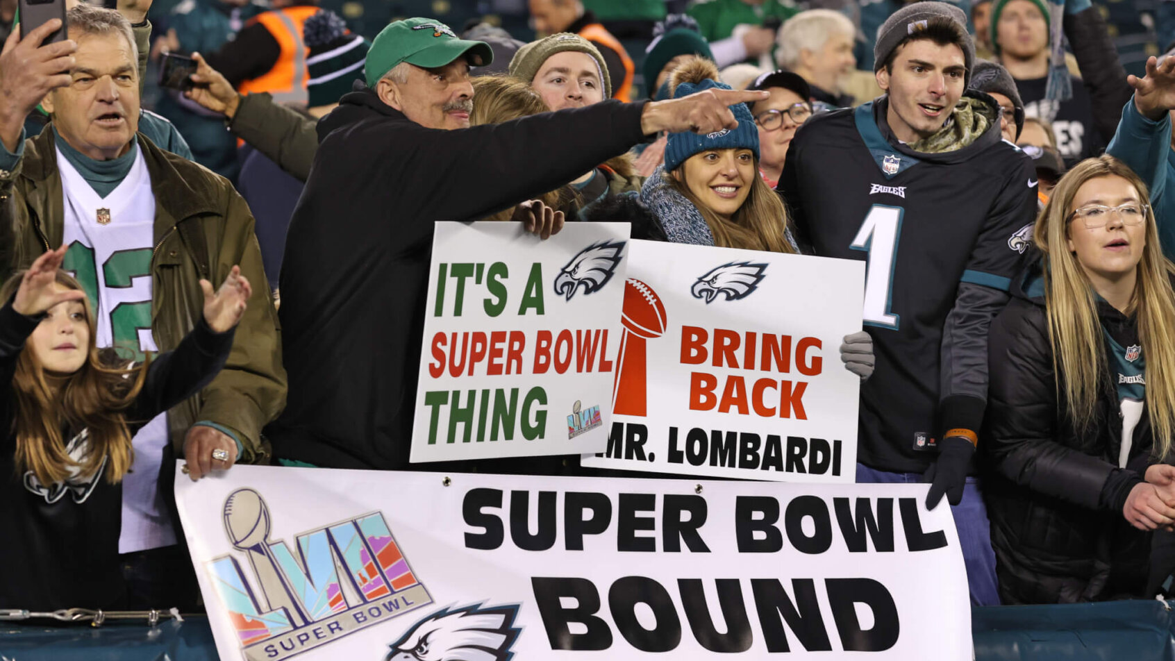 Philadelphia Eagles fans celebrate going to Super Bowl 57