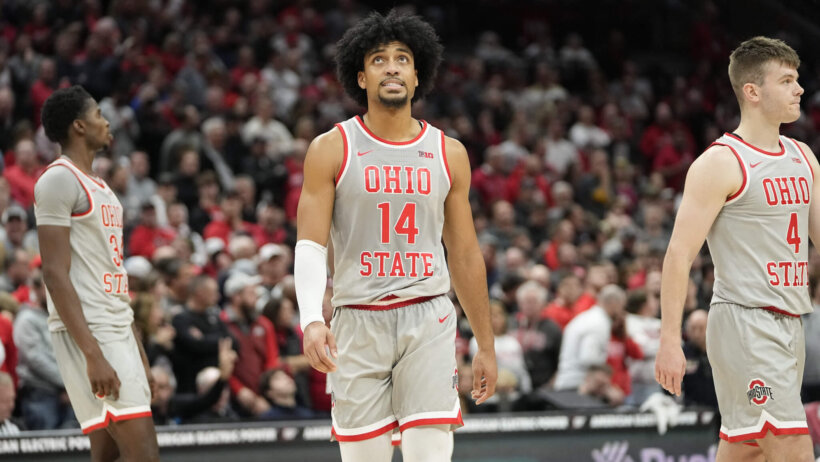 Justice Sueing reacts to basket; Ohio State Buckeyes