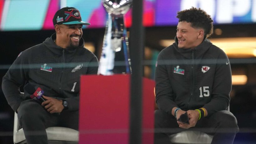 Hurts and Mahomes at Media Day