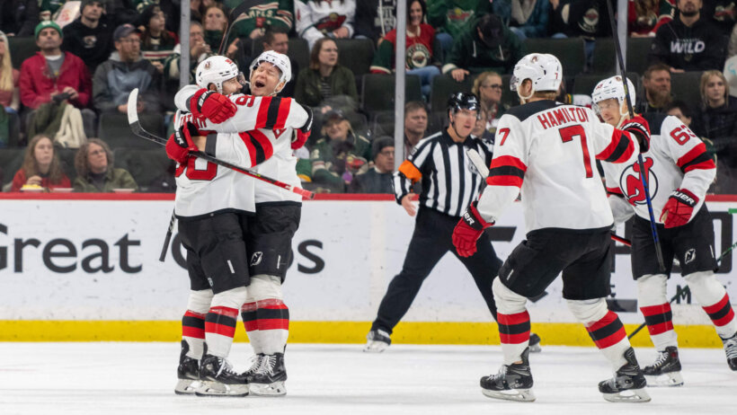 New Jersey Devils celebrating a goal