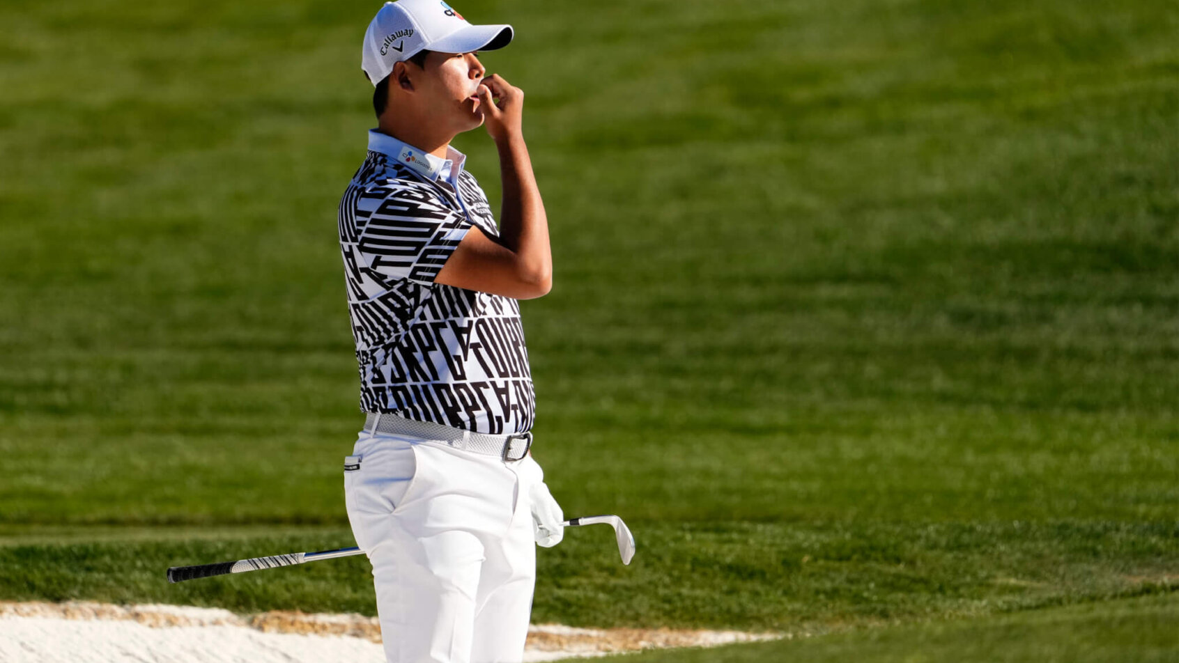 Si Woo Kim post bunker shot reaction