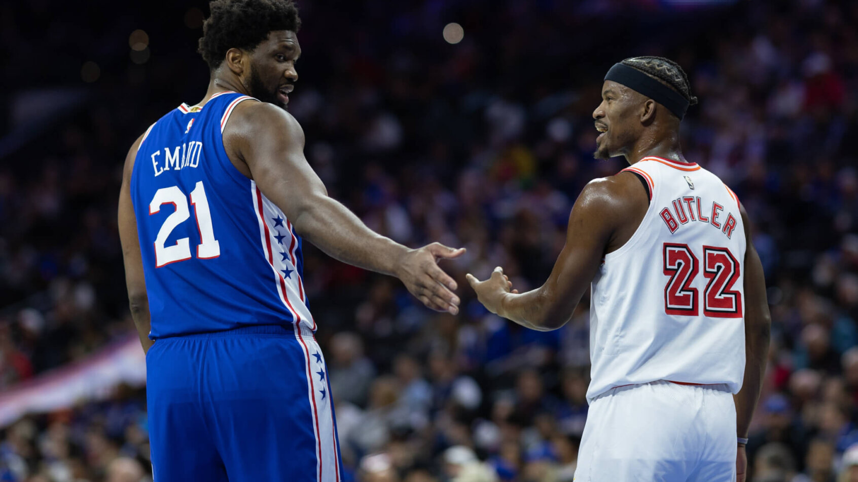 76ers Joel Embiid and Heat Jimmy Butler