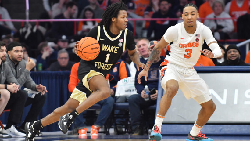 Wake Forest Demon Deacons guard Tyree Appleby driving to the basket
