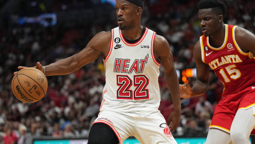 Miami Heat forward Jimmy Butler corrals the ball