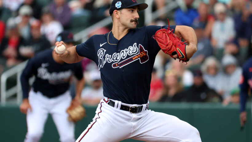 Atlanta Braves starting pitcher Spencer Strider pitching