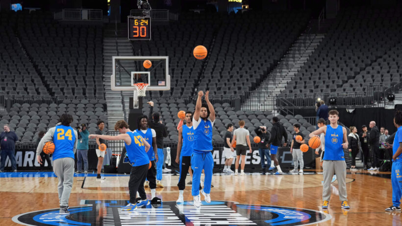 UCLA Bruins warming up for March Madness.