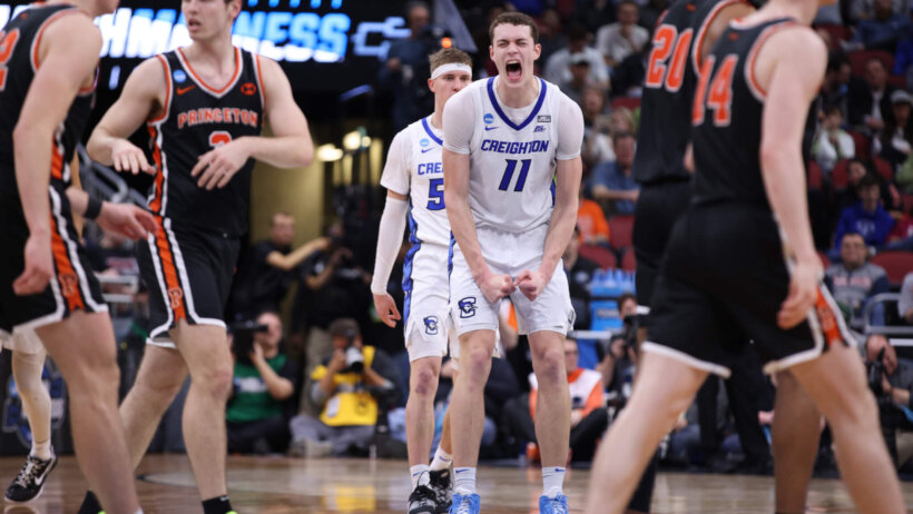 Creighton Bluejays center Ryan Kalkbrenner yelling