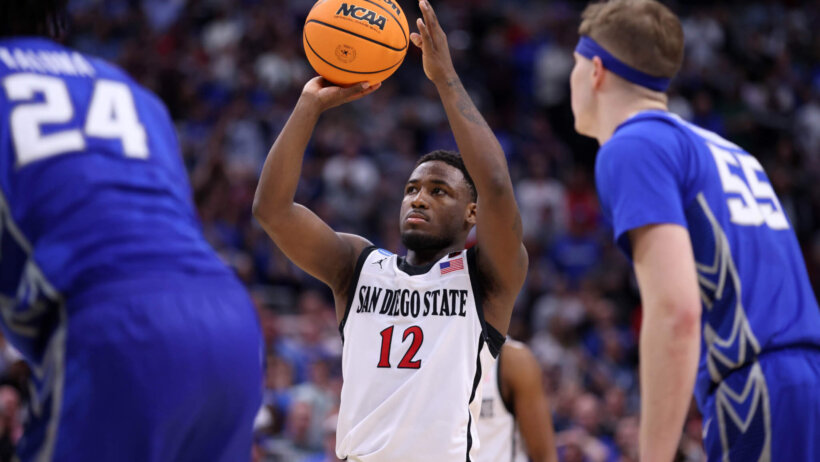 San Diego State Aztecs guard Darrion Trammell shooting a free throw
