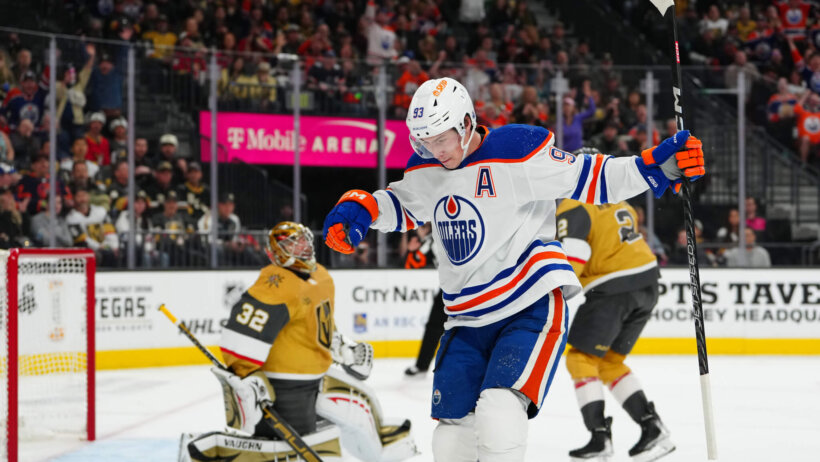 Edmonton Oilers center Ryan Nugent-Hopkins celebrates after scoring a goal