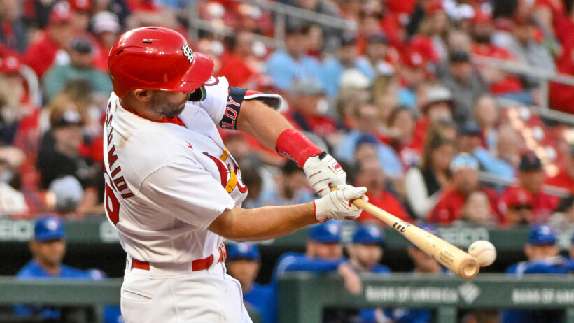 Paul Goldschmidt smacks a hit versus the Blue Jays