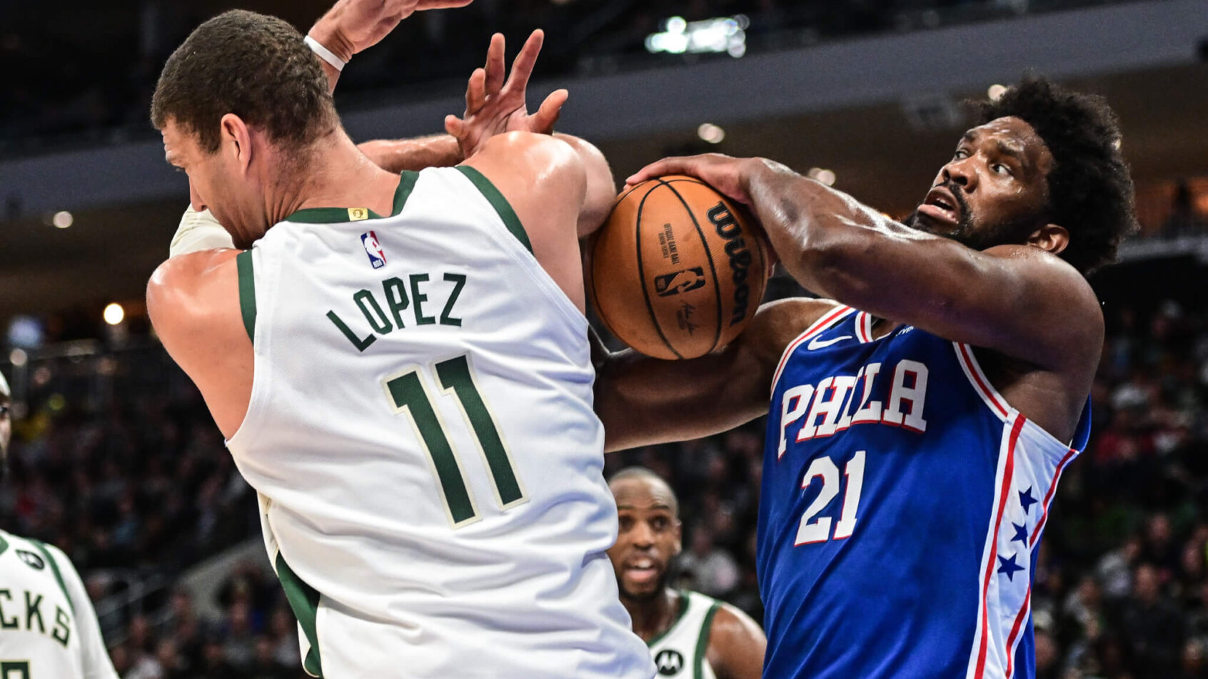 Philadelphia 76ers forward Joel Embiid grabs a rebound