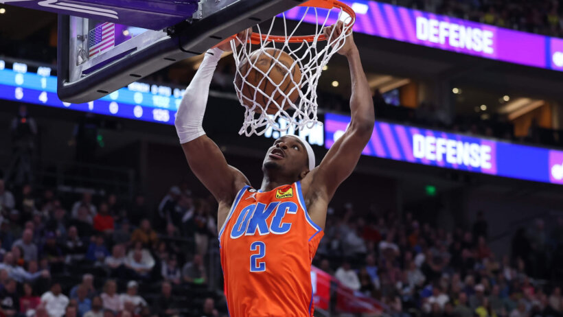 Oklahoma City Thunder guard Shai Gilgeous-Alexander dunking