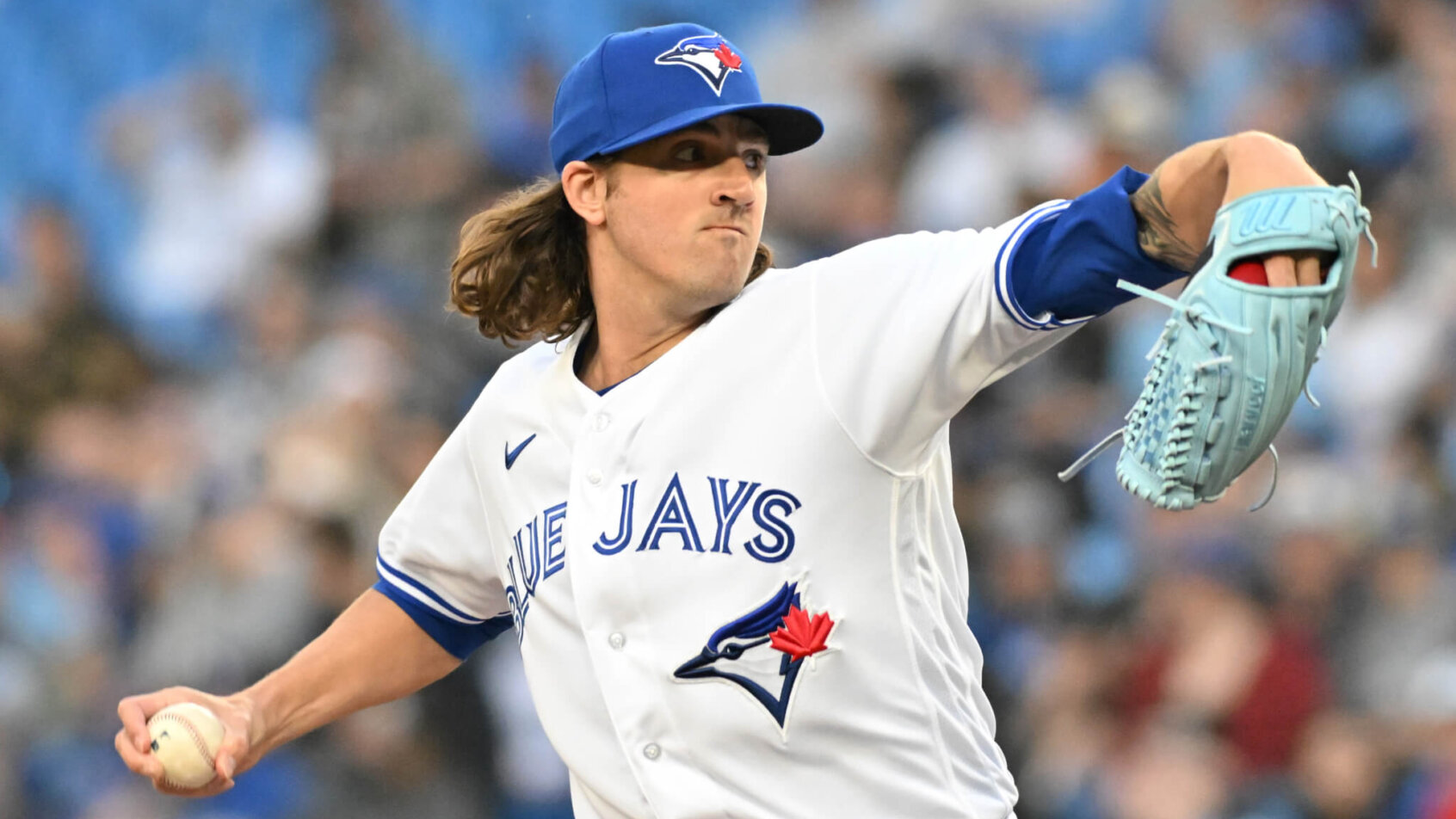 Kevin Gausman pitches; Toronto Blue Jays