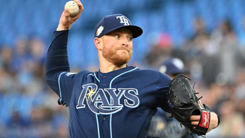 Tampa Bay Rays starting pitcher Drew Rasmussen delivers a pitch