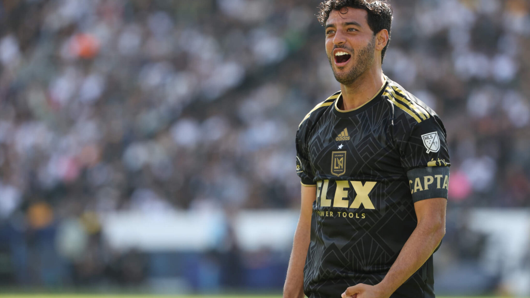Los Angeles FC forward Carlos Vela (10) celebrates after assisting a goal
