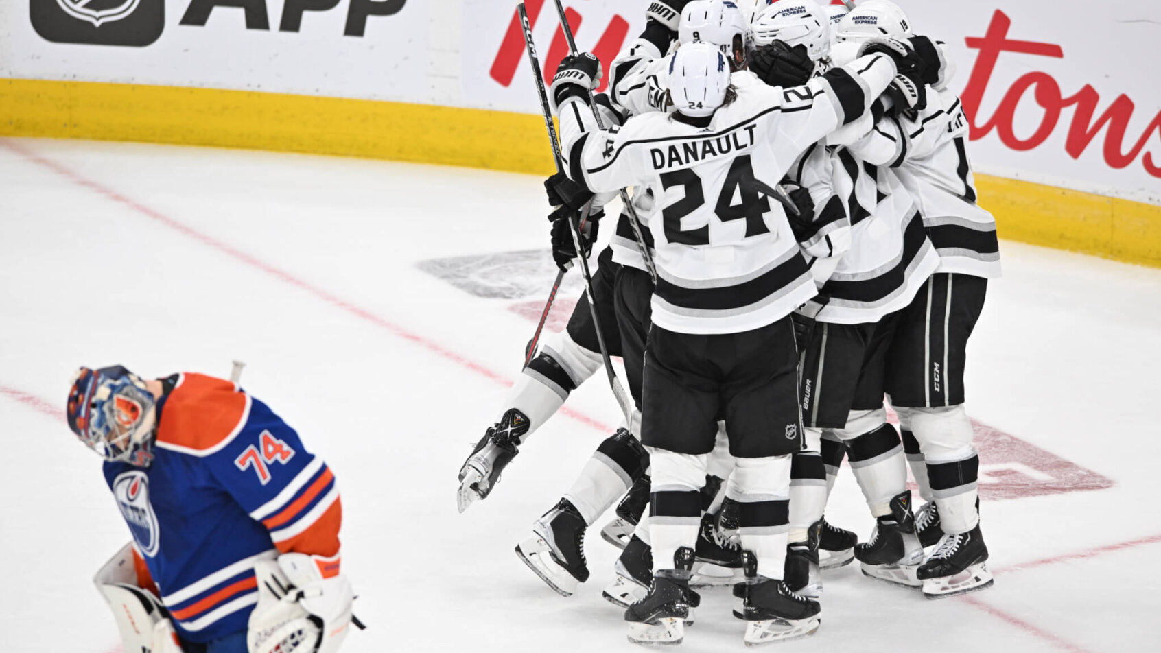 Kings celebrate overtime win over Oilers
