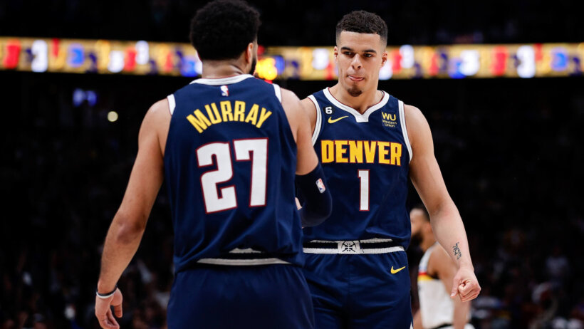 Denver Nuggets stars Jamal Murray and Nikola Jokic during the NBA Playoffs.