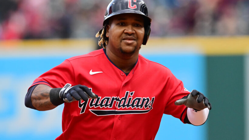 Jose Ramirez home run celebration vs the Marlins