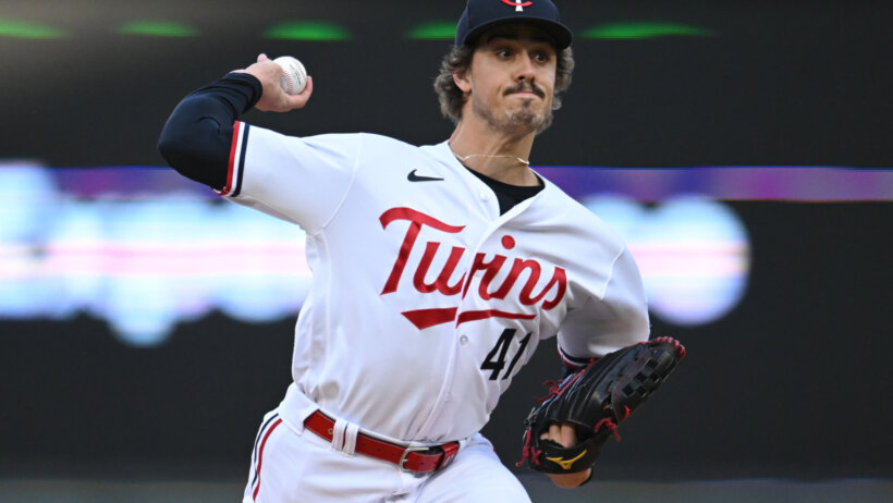 Minnesota Twins starting pitcher Joe Ryan throwing a pitch