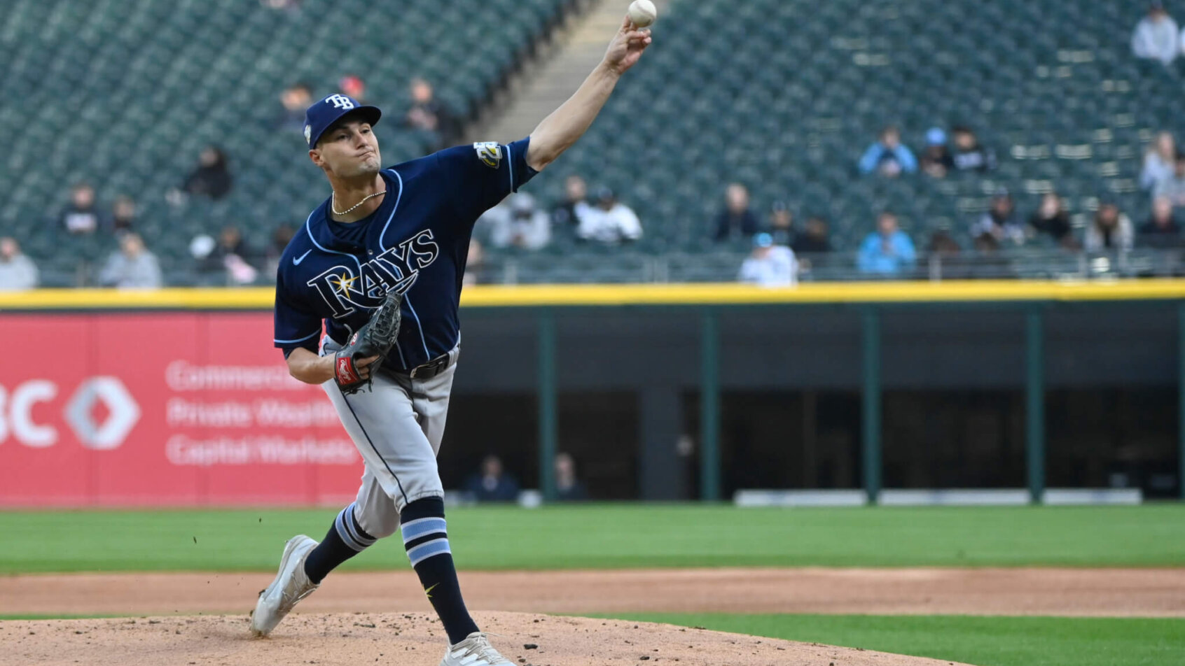 Tampa Bay Rays starting pitcher Shane McClanahan pitching
