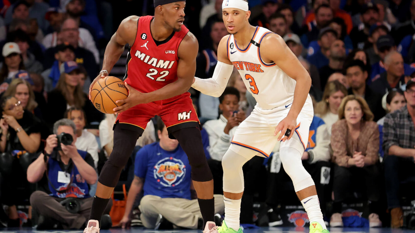 Miami Heat forward Jimmy Butler holding the ball