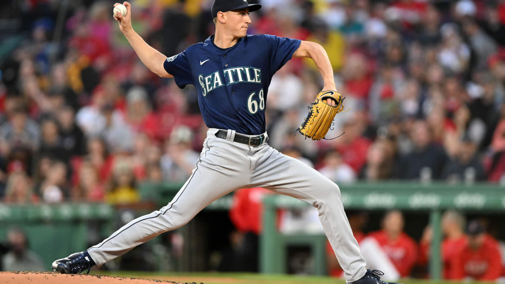 Mariners vs Braves. Mariners starting pitcher George Kirby (68)