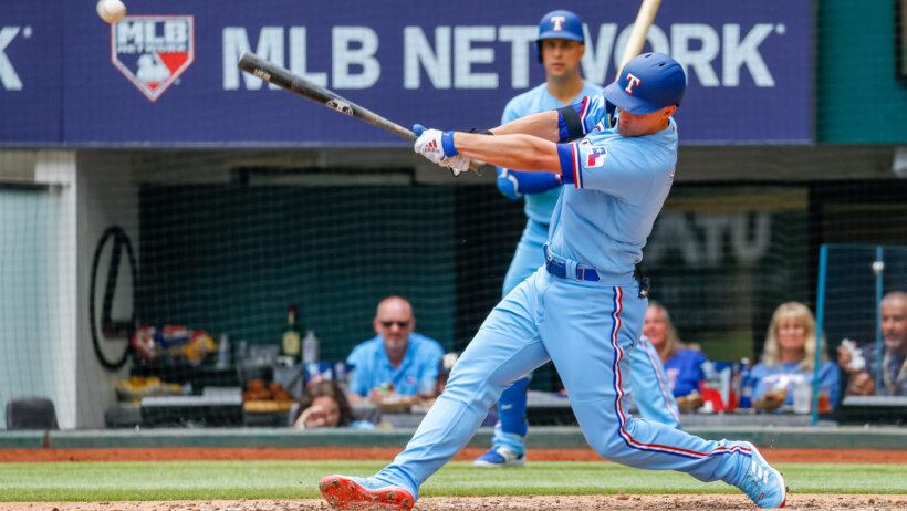 Texas Rangers designated hitter Corey Seager at the plate