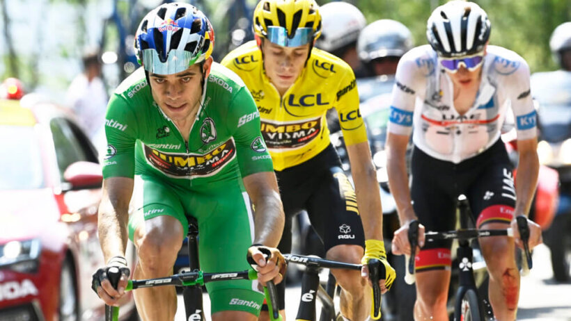 Van Aert Wout leading riders up a hill during the Tour de France
