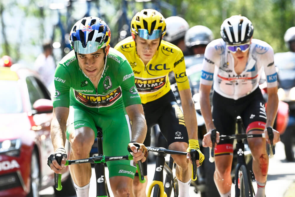 Van Aert Wout leading riders up a hill during the Tour de France