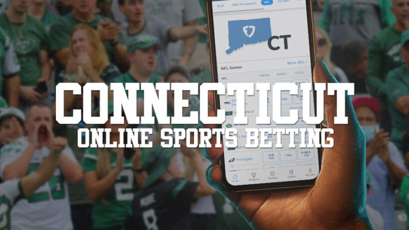 FanDuel Connecticut app in hand over crowd of NY Jets fans