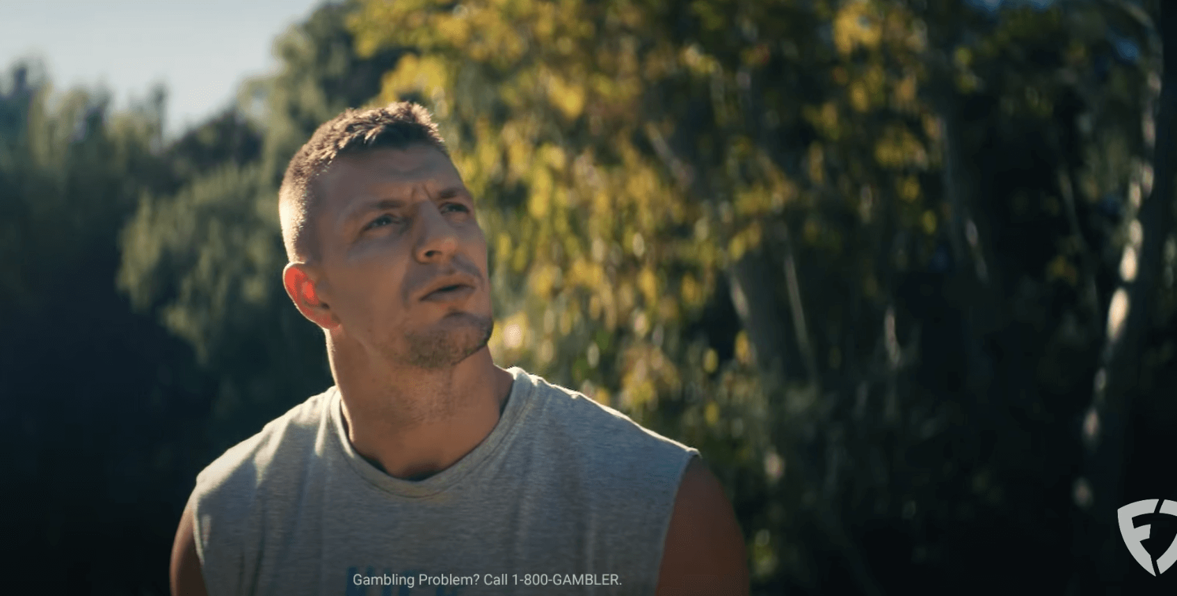 Rob Gronkowski watching field goal kick FanDuel fake movie trailer