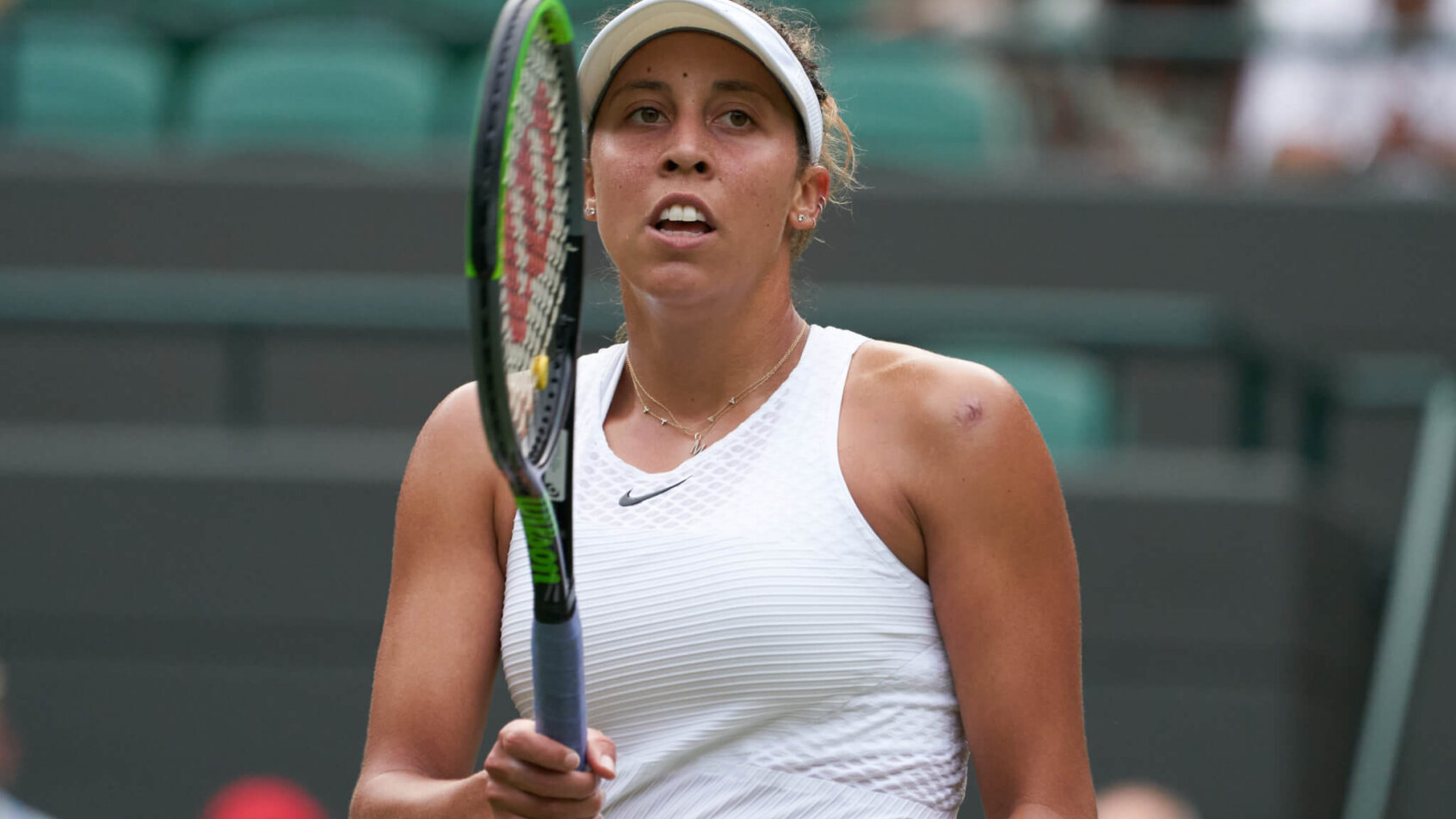 Madison Keys (USA) is relieved at the end of her match against Elise Mertens (BEL)