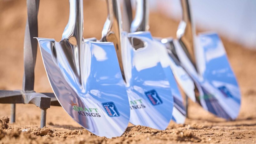 DraftKings logo shovels PGA course
