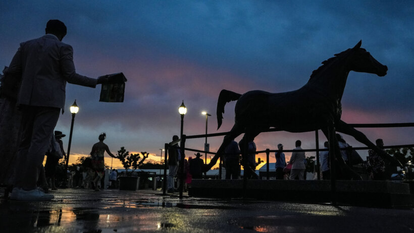 Churchill Downs Horse Statue sunset